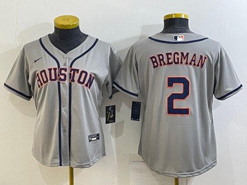 Women's Houston Astros #2 Alex Bregman Gray Cool Base Stitched Baseball Jersey(Run Small)